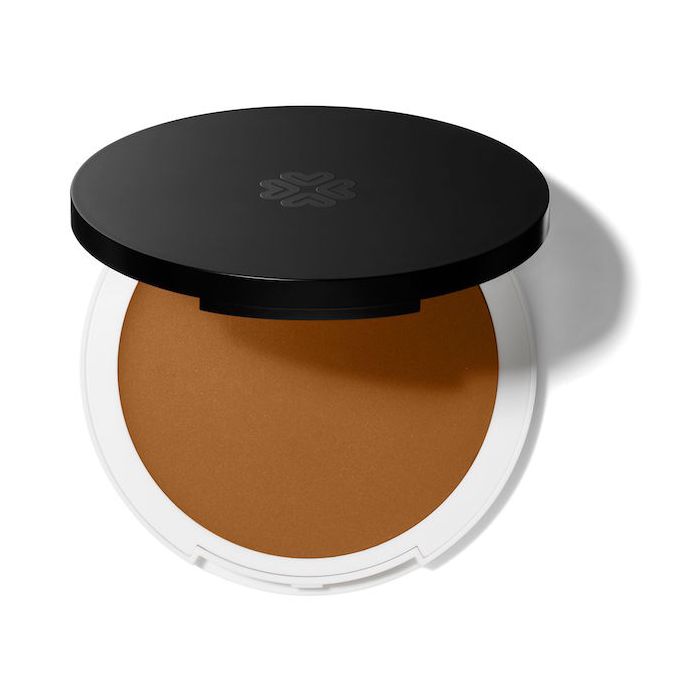 Lily Lolo Challis Cream Foundation: Deep tan with warm undertones. Vegan. Gluten Free. GMO Free. Cruelty Free.