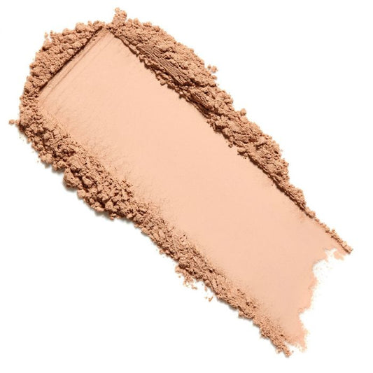 Lily Lolo Cookie Mineral Foundation: Vegan. Gluten Free. GMO Free. Cruelty Free.  A medium foundation shade with balanced undertones.