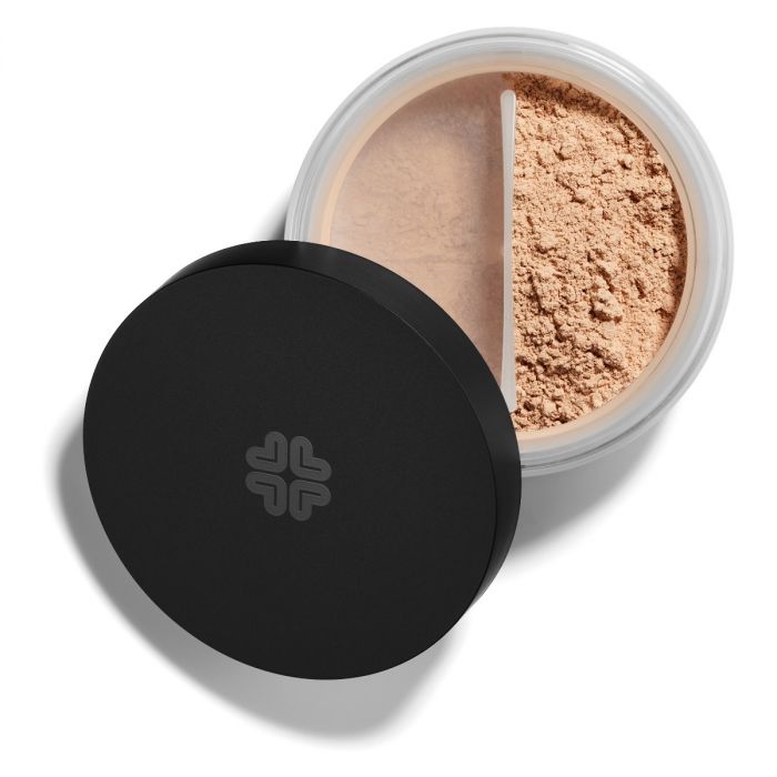 Lily Lolo Popcorn Mineral Foundation: Vegan. Gluten Free. GMO Free. Cruelty Free.  A light-medium foundation shade with warm undertones.